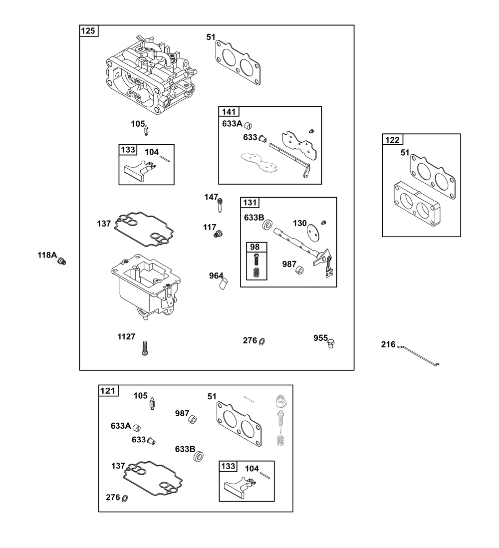 Carburetor Group Diagram and Parts List for 386777-0152-G1 200000 - 399999 Briggs and Stratton Engine